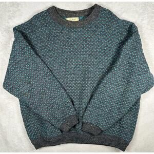 Vintage LL Bean Fisherman Birdseye Sweater Mens XL Wool Blue Gray NORWAY Rare